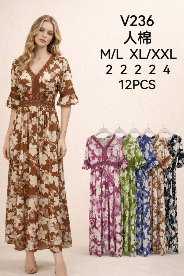 Sukienki damskie Roz M-2XL,  Mix Kolor .Paczka 12 szt 1